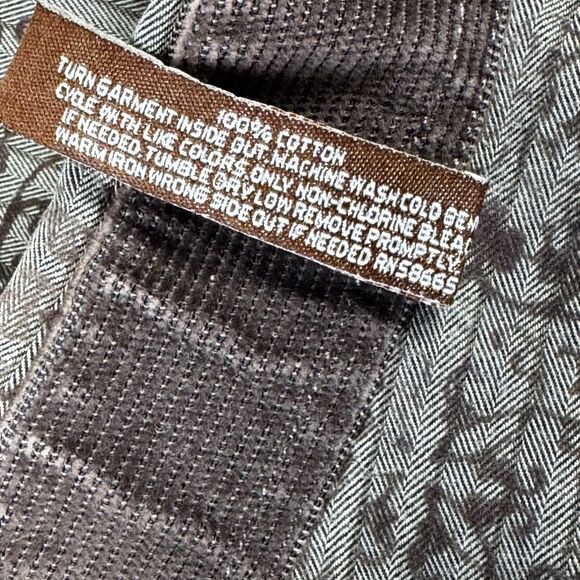 Vintage 90s Transcript Mens Shirt Brown Baroque Damask Long Sleeve Button Up - Picture 15 of 15